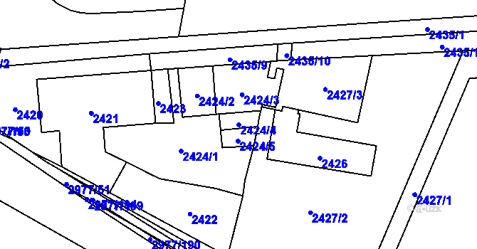 Parcela st. 2424/4 v KÚ Mohelnice, Katastrální mapa