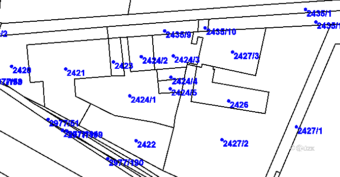 Parcela st. 2424/5 v KÚ Mohelnice, Katastrální mapa