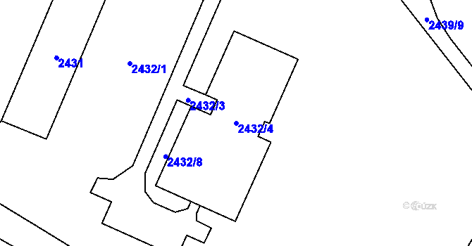 Parcela st. 2432/4 v KÚ Mohelnice, Katastrální mapa