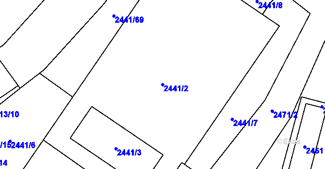 Parcela st. 2441/2 v KÚ Mohelnice, Katastrální mapa