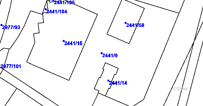 Parcela st. 2441/9 v KÚ Mohelnice, Katastrální mapa