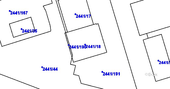 Parcela st. 2441/18 v KÚ Mohelnice, Katastrální mapa