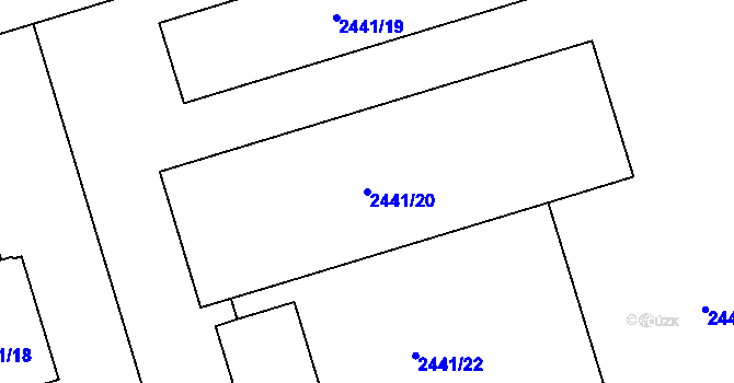 Parcela st. 2441/20 v KÚ Mohelnice, Katastrální mapa