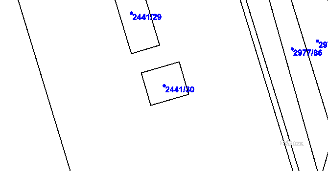 Parcela st. 2441/30 v KÚ Mohelnice, Katastrální mapa