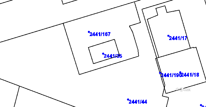 Parcela st. 2441/35 v KÚ Mohelnice, Katastrální mapa