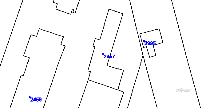 Parcela st. 2457 v KÚ Mohelnice, Katastrální mapa