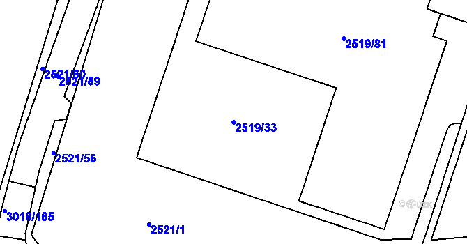 Parcela st. 2519/33 v KÚ Mohelnice, Katastrální mapa