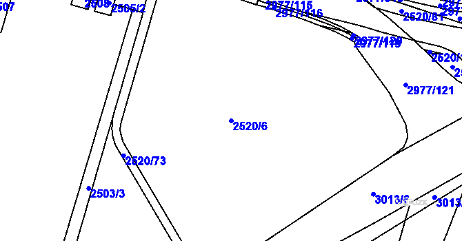 Parcela st. 2520/6 v KÚ Mohelnice, Katastrální mapa