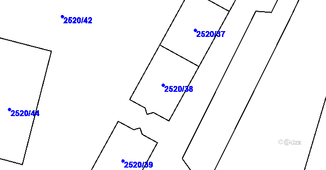 Parcela st. 2520/38 v KÚ Mohelnice, Katastrální mapa