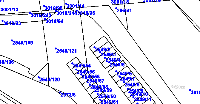 Parcela st. 2549/3 v KÚ Mohelnice, Katastrální mapa