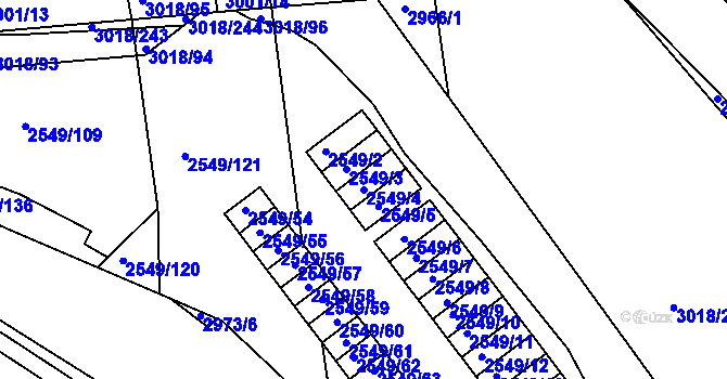Parcela st. 2549/4 v KÚ Mohelnice, Katastrální mapa