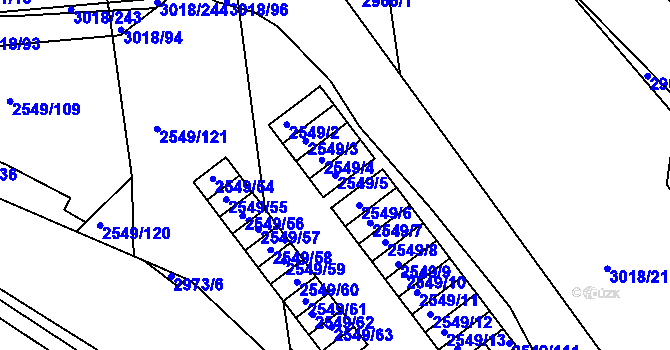 Parcela st. 2549/5 v KÚ Mohelnice, Katastrální mapa