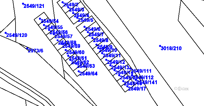 Parcela st. 2549/11 v KÚ Mohelnice, Katastrální mapa