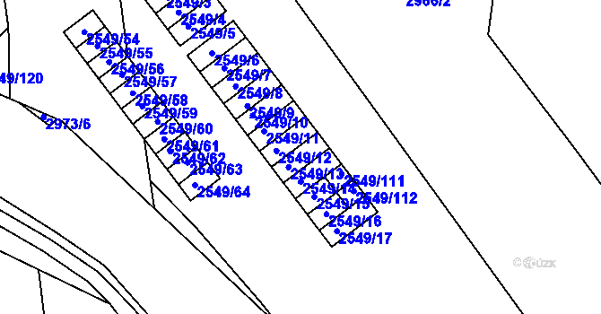 Parcela st. 2549/13 v KÚ Mohelnice, Katastrální mapa