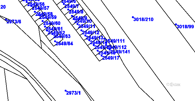 Parcela st. 2549/16 v KÚ Mohelnice, Katastrální mapa