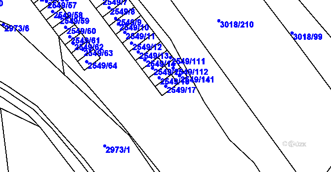 Parcela st. 2549/17 v KÚ Mohelnice, Katastrální mapa