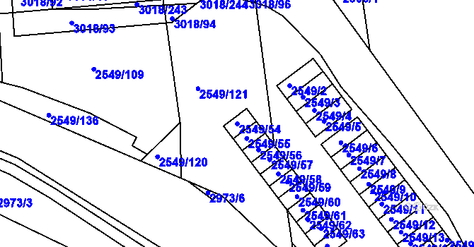 Parcela st. 2549/54 v KÚ Mohelnice, Katastrální mapa