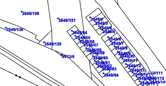 Parcela st. 2549/57 v KÚ Mohelnice, Katastrální mapa
