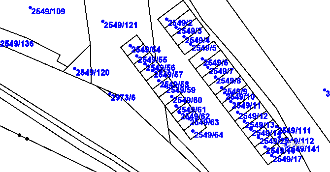 Parcela st. 2549/59 v KÚ Mohelnice, Katastrální mapa