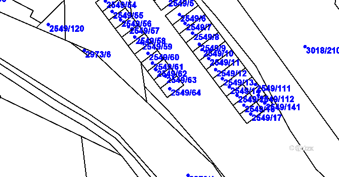 Parcela st. 2549/64 v KÚ Mohelnice, Katastrální mapa