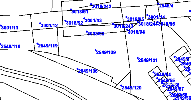 Parcela st. 2549/109 v KÚ Mohelnice, Katastrální mapa