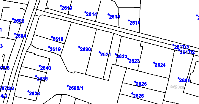 Parcela st. 2621 v KÚ Mohelnice, Katastrální mapa
