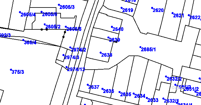 Parcela st. 2638 v KÚ Mohelnice, Katastrální mapa