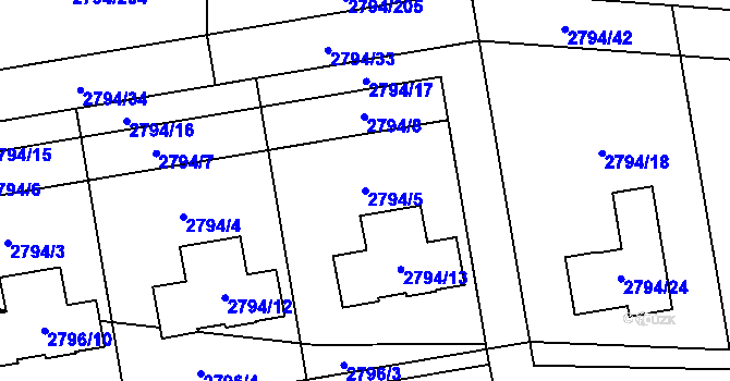 Parcela st. 2794/5 v KÚ Mohelnice, Katastrální mapa