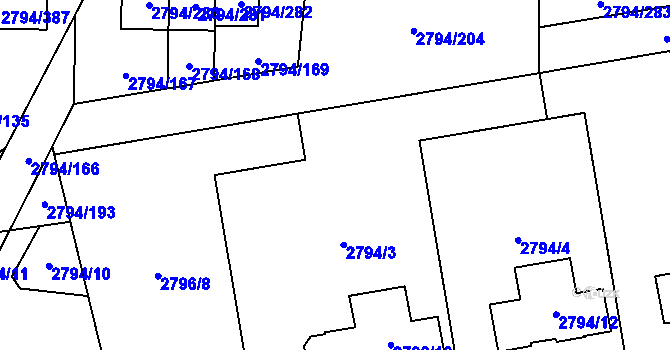 Parcela st. 2794/15 v KÚ Mohelnice, Katastrální mapa