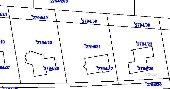 Parcela st. 2794/21 v KÚ Mohelnice, Katastrální mapa