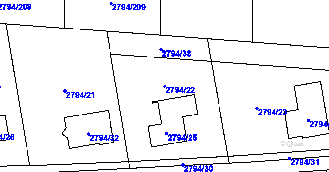 Parcela st. 2794/22 v KÚ Mohelnice, Katastrální mapa