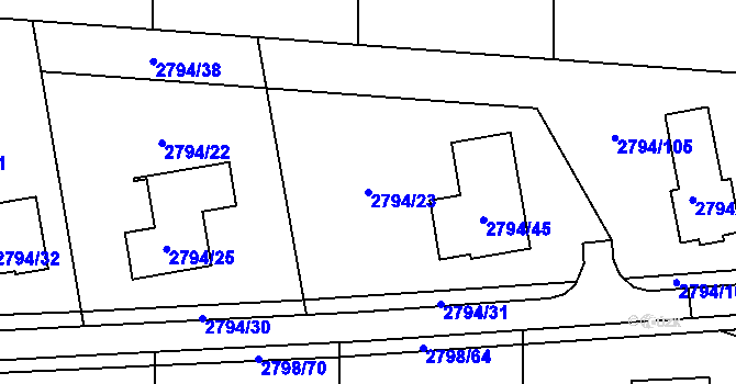 Parcela st. 2794/23 v KÚ Mohelnice, Katastrální mapa