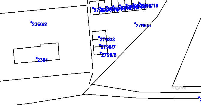 Parcela st. 2798/6 v KÚ Mohelnice, Katastrální mapa