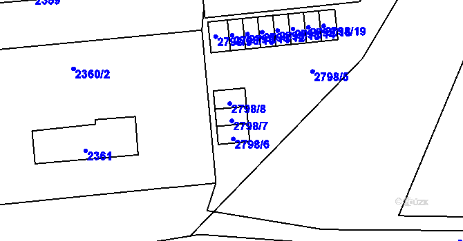 Parcela st. 2798/7 v KÚ Mohelnice, Katastrální mapa