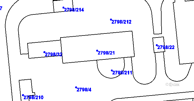 Parcela st. 2798/21 v KÚ Mohelnice, Katastrální mapa