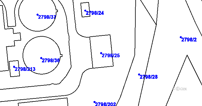 Parcela st. 2798/25 v KÚ Mohelnice, Katastrální mapa