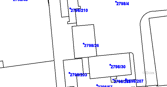 Parcela st. 2798/26 v KÚ Mohelnice, Katastrální mapa