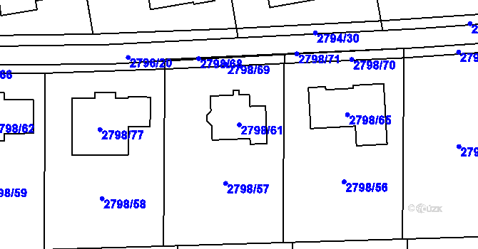Parcela st. 2798/61 v KÚ Mohelnice, Katastrální mapa