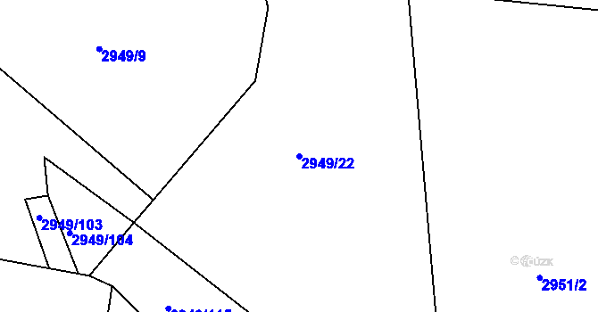 Parcela st. 2949/22 v KÚ Mohelnice, Katastrální mapa