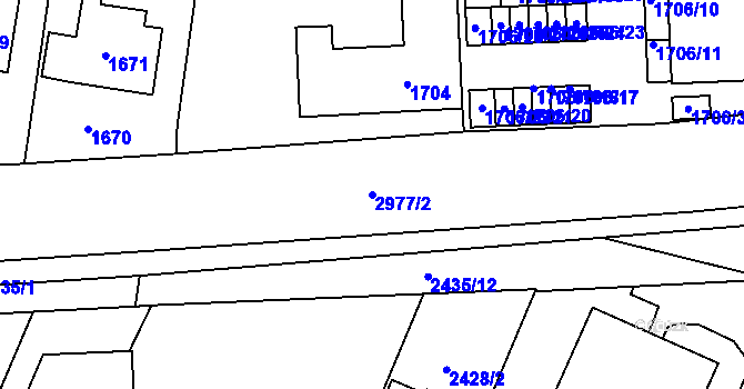 Parcela st. 2977/2 v KÚ Mohelnice, Katastrální mapa
