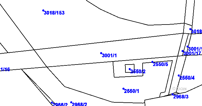 Parcela st. 3001/1 v KÚ Mohelnice, Katastrální mapa