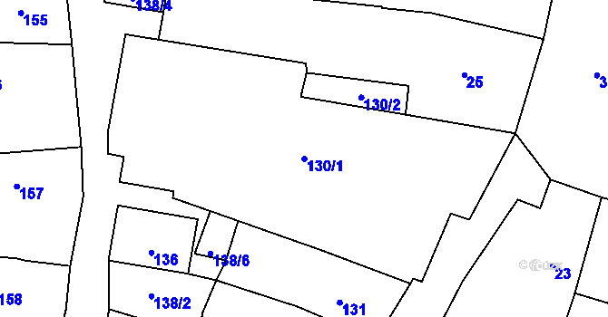Parcela st. 130/1 v KÚ Mohelnice, Katastrální mapa