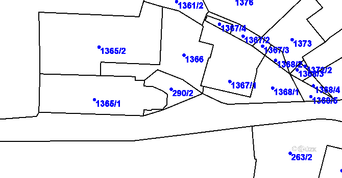 Parcela st. 290/2 v KÚ Mohelnice, Katastrální mapa
