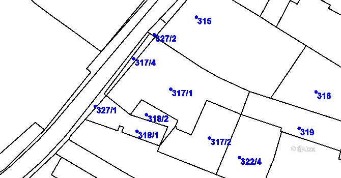 Parcela st. 317/1 v KÚ Mohelnice, Katastrální mapa