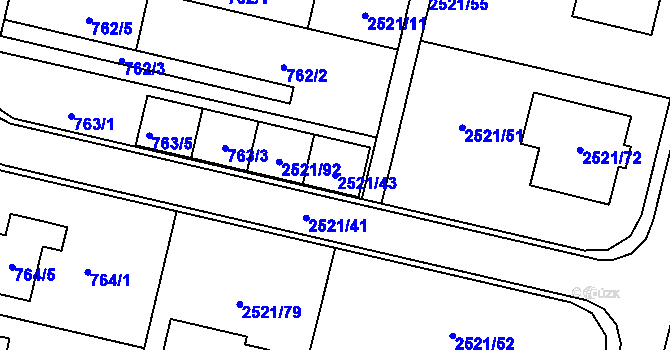 Parcela st. 2521/43 v KÚ Mohelnice, Katastrální mapa