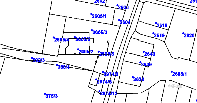 Parcela st. 2605/5 v KÚ Mohelnice, Katastrální mapa