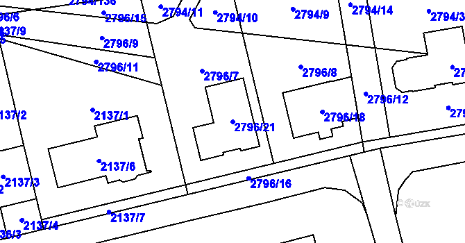 Parcela st. 2796/21 v KÚ Mohelnice, Katastrální mapa