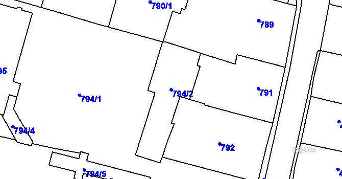 Parcela st. 794/2 v KÚ Mohelnice, Katastrální mapa
