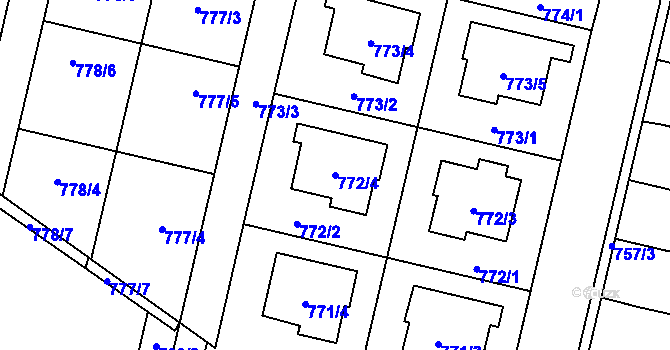 Parcela st. 772/4 v KÚ Mohelnice, Katastrální mapa