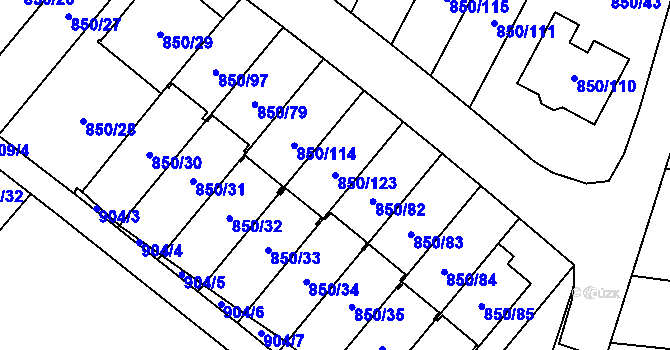 Parcela st. 850/123 v KÚ Mohelnice, Katastrální mapa